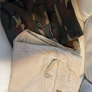 Polo by Ralph Lauren Camouflage and Tan Cargo Shorts and a pair of Airwalk camo